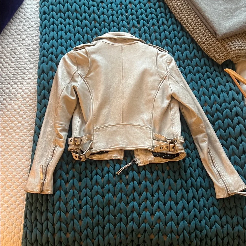 Joie Silver Leather Jacket- SZ Small - Picture 9 of 13